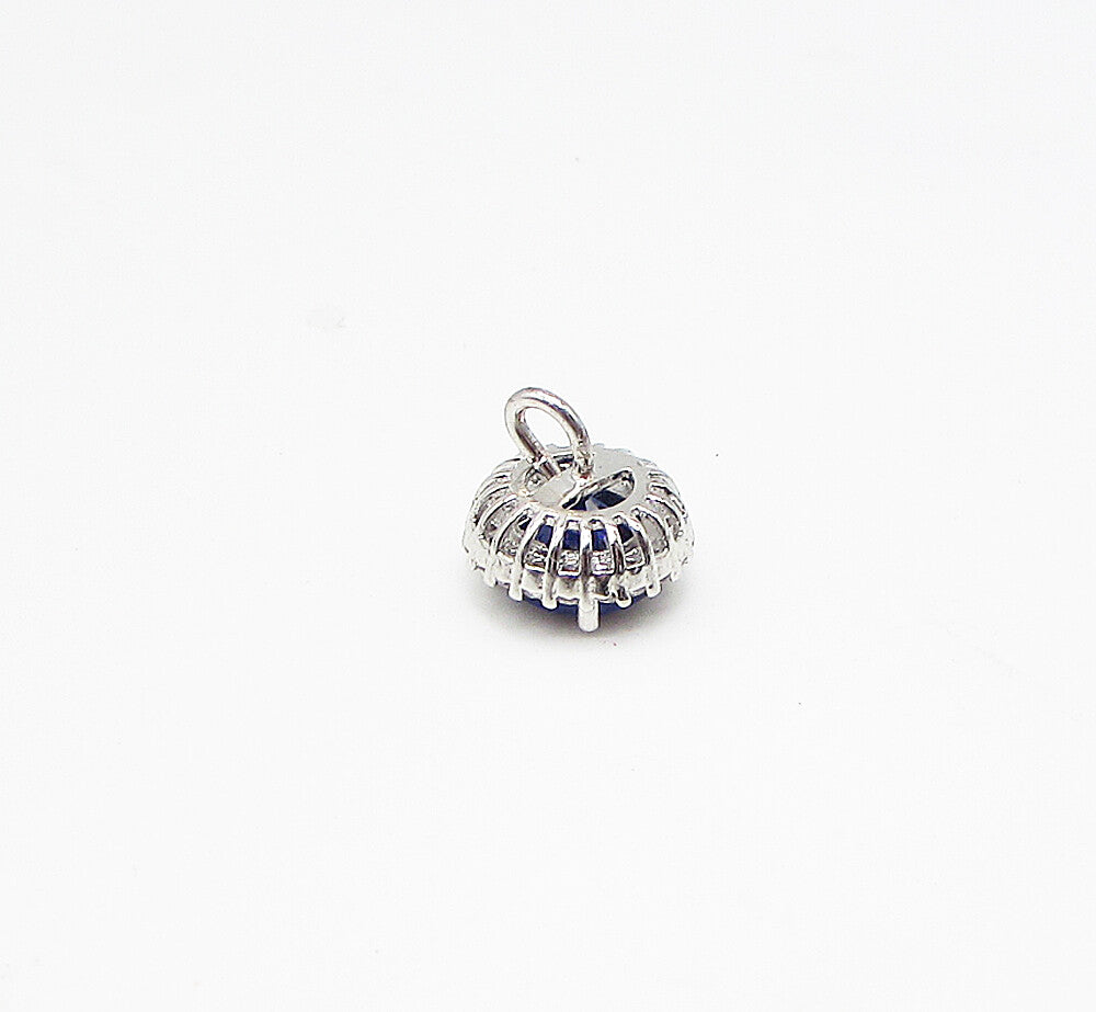 925 Sterling Silver  Blue Topaz & White Cubic Zirconia Slider Pendant  PT2090