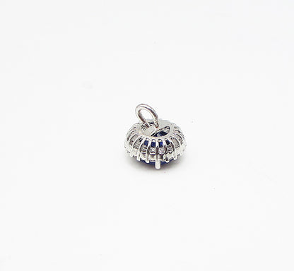 925 Sterling Silver  Blue Topaz & White Cubic Zirconia Slider Pendant  PT2090