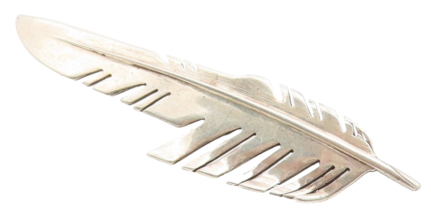 925 Sterling Silver Vintage Brooch Pin SOUTHWESTERN Minimalist Feather  BP12345