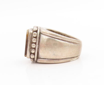 925 Sterling Silver Vintage Ring Carnelian Beaded Statement Band Sz 6.5 RG34123