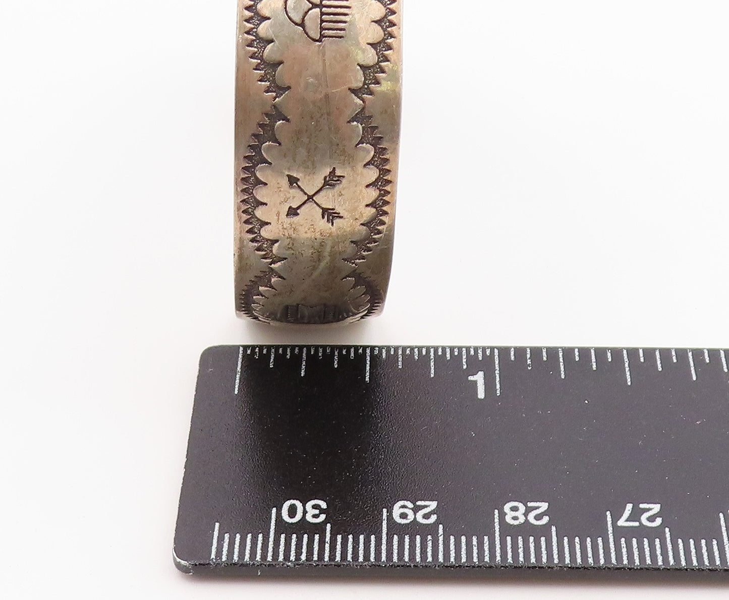 925 Sterling Silver Vintage Bracelet NAVAJO Engraved Storyteller Cuff  BT12148
