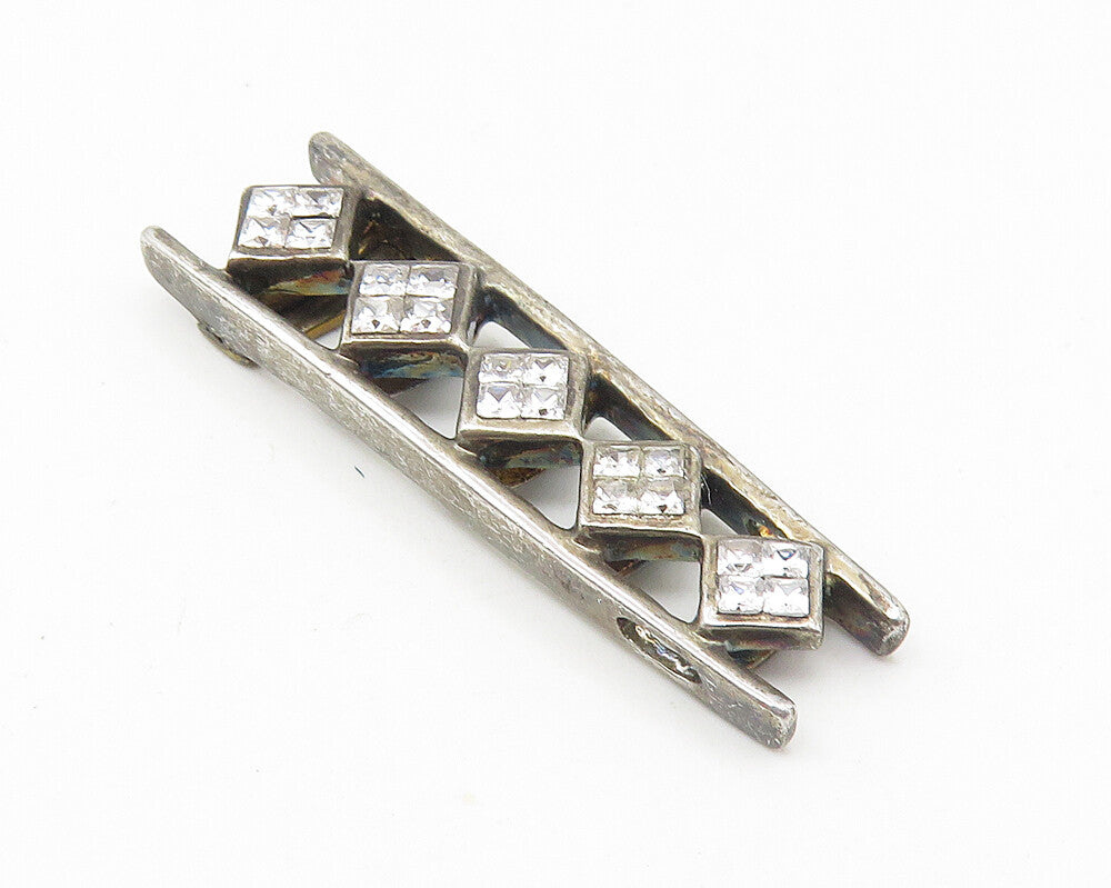 925 Sterling Silver  Vintage Half Carat Genuine Diamonds Ladder Pendant  PT8817