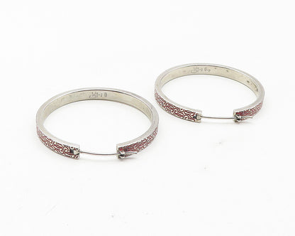 GUESS ITALY 925 Sterling Silver  Vintage Monogram Logo Hoop Earrings  EG6318