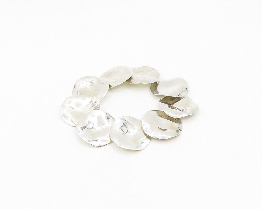 ESPO 925 Sterling Silver  Vintage Shiny Disc Link Chain Bracelet  BT7613