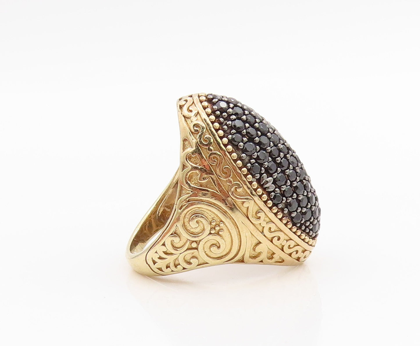 925 Sterling Silver Vintage Ring Gold Plated Spinel Cluster Band  Sz 6  RG34168