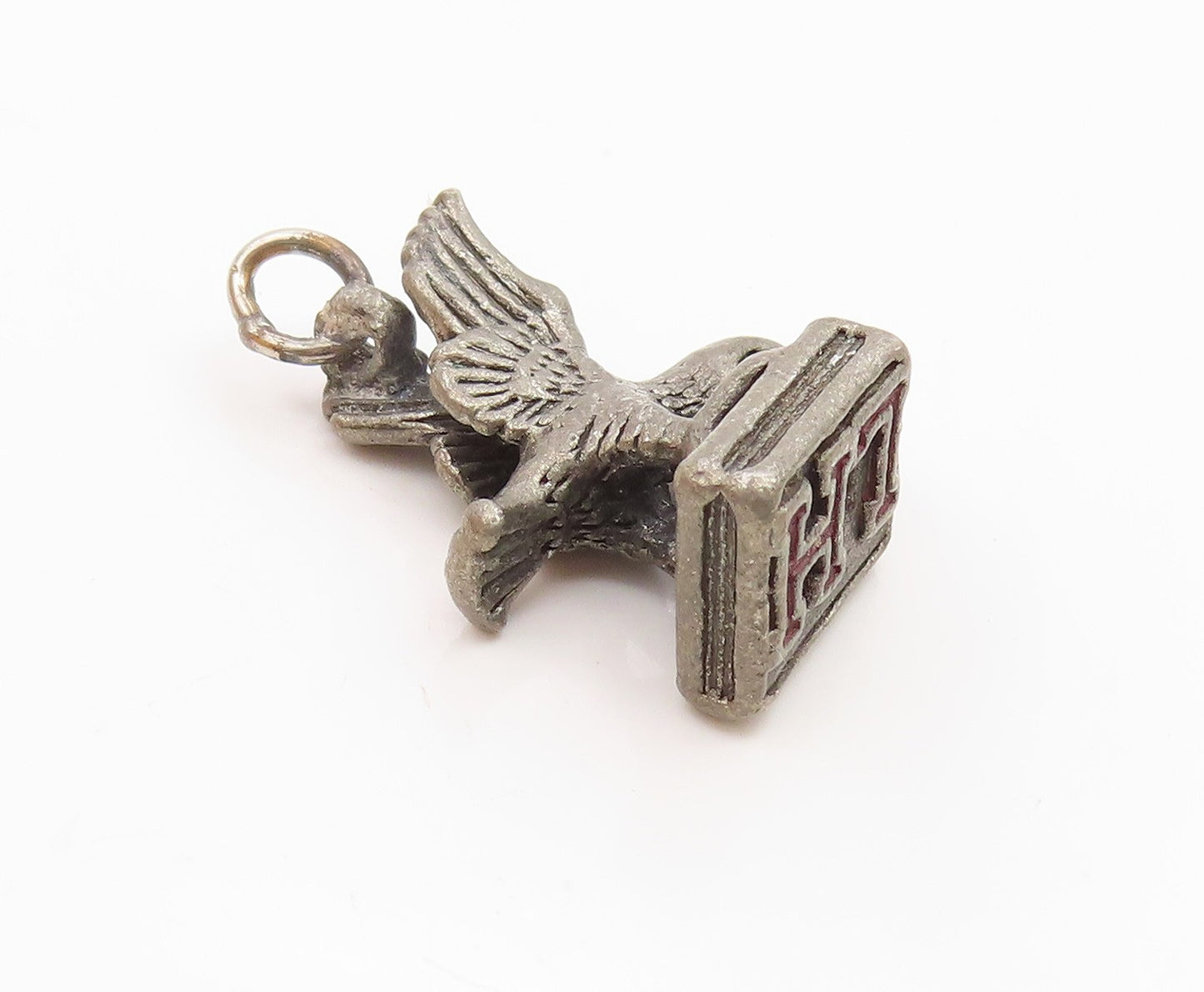 925 Sterling Silver Vintage Dark Tone Petite Bird Statue Pendant  PT15966