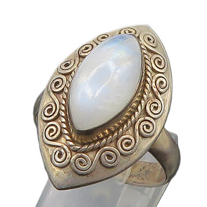 DOUG PAULUS 925 Silver  Vintage Moonstone Swirl Cocktail Ring Sz 9  RG18433