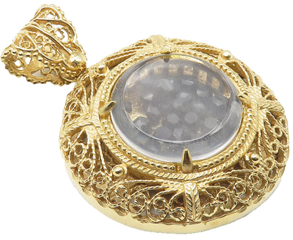 925 Sterling Silver Vintage Multi Stone Gold Plated Filigree Pendant  PT8379