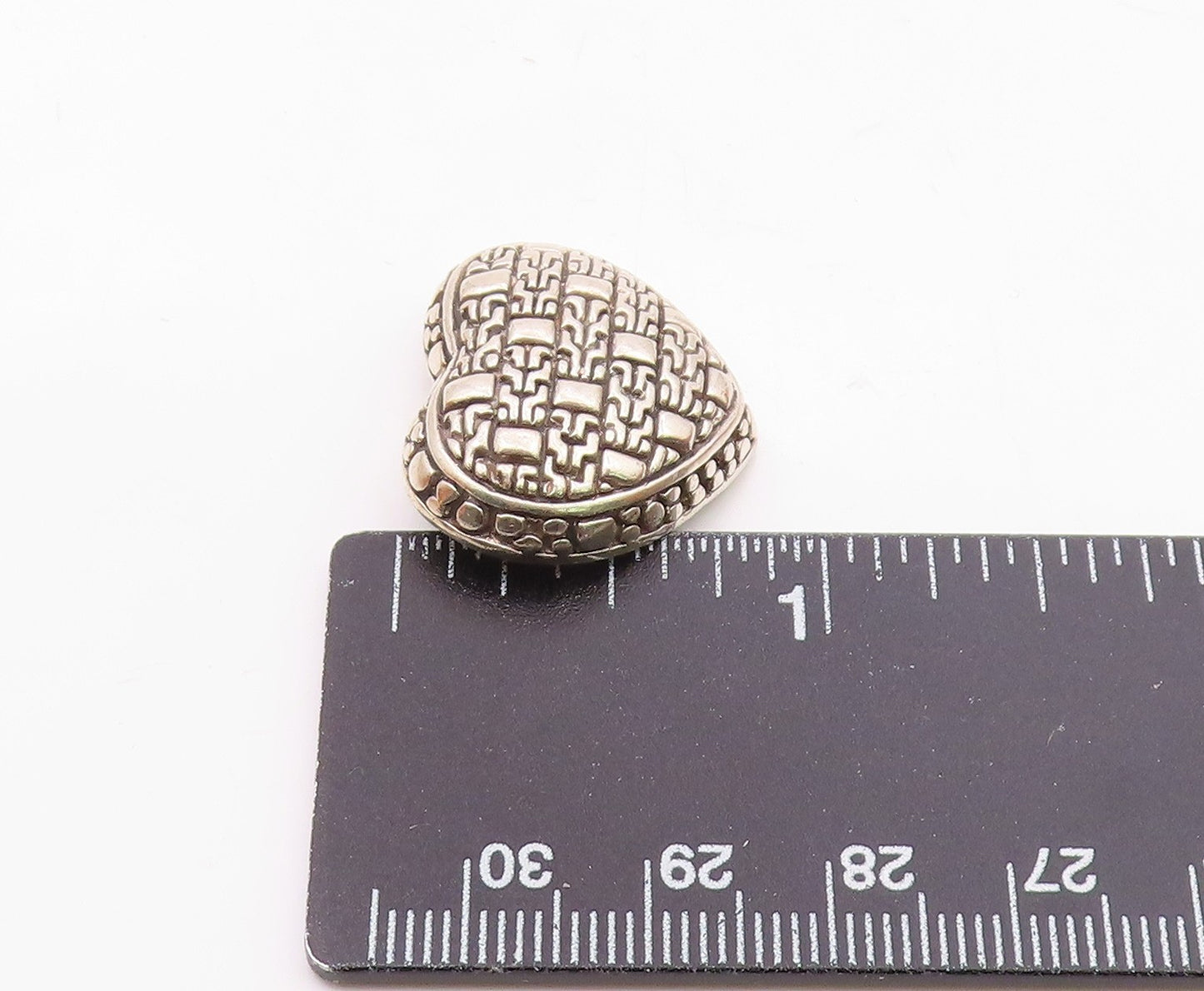 925 Sterling Silver  Vintage Square Cobbled Detail Love Heart Pendant  PT21223