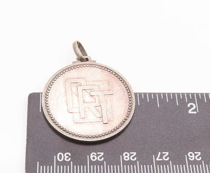 925 Sterling Silver Vintage Pendant Solid Antique 1973 CRT Etched Coin  PT23271