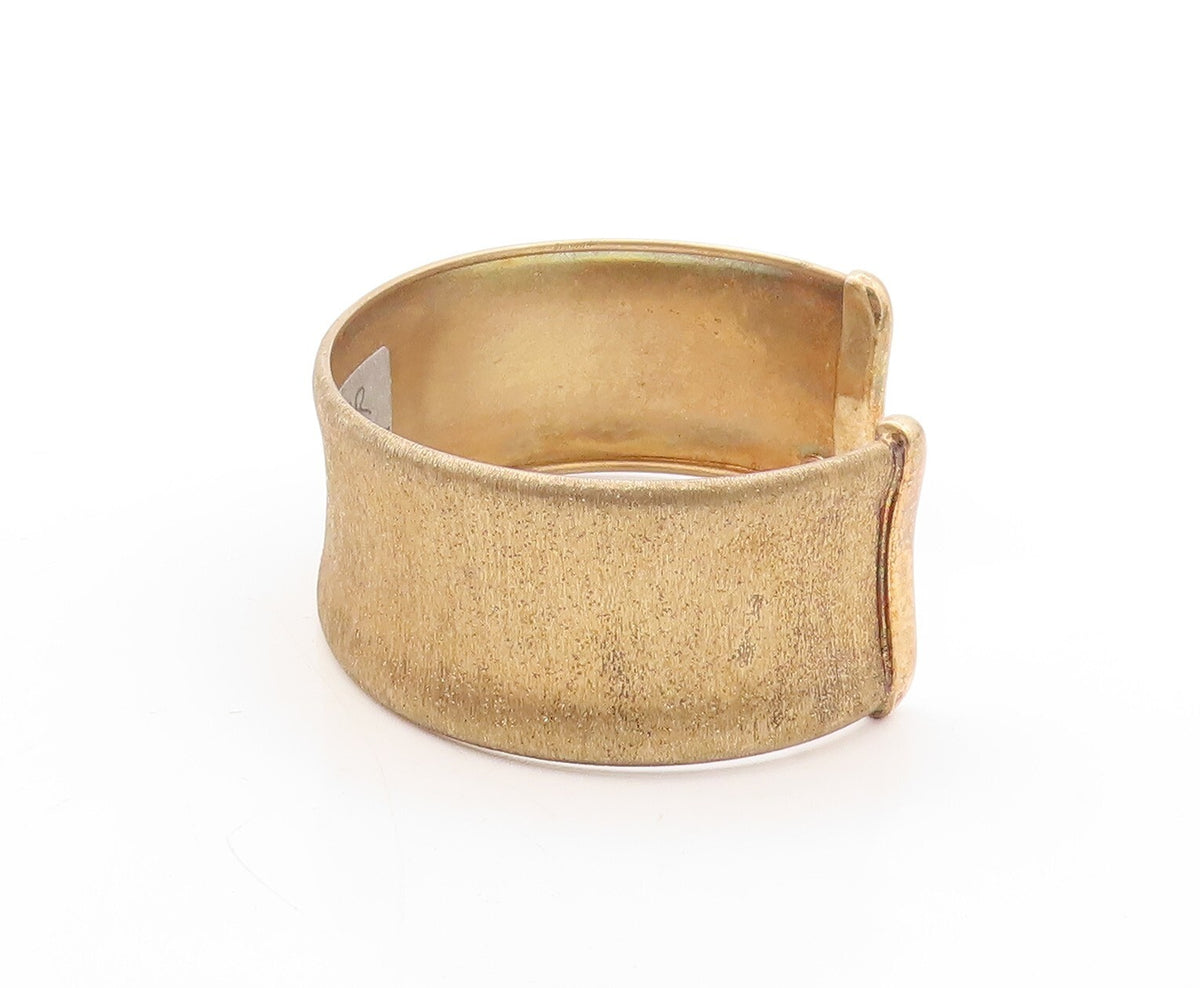 925 Sterling Silver Vintage Bracelet  Gold Plated Solid Brad Band Cuff  BT10906