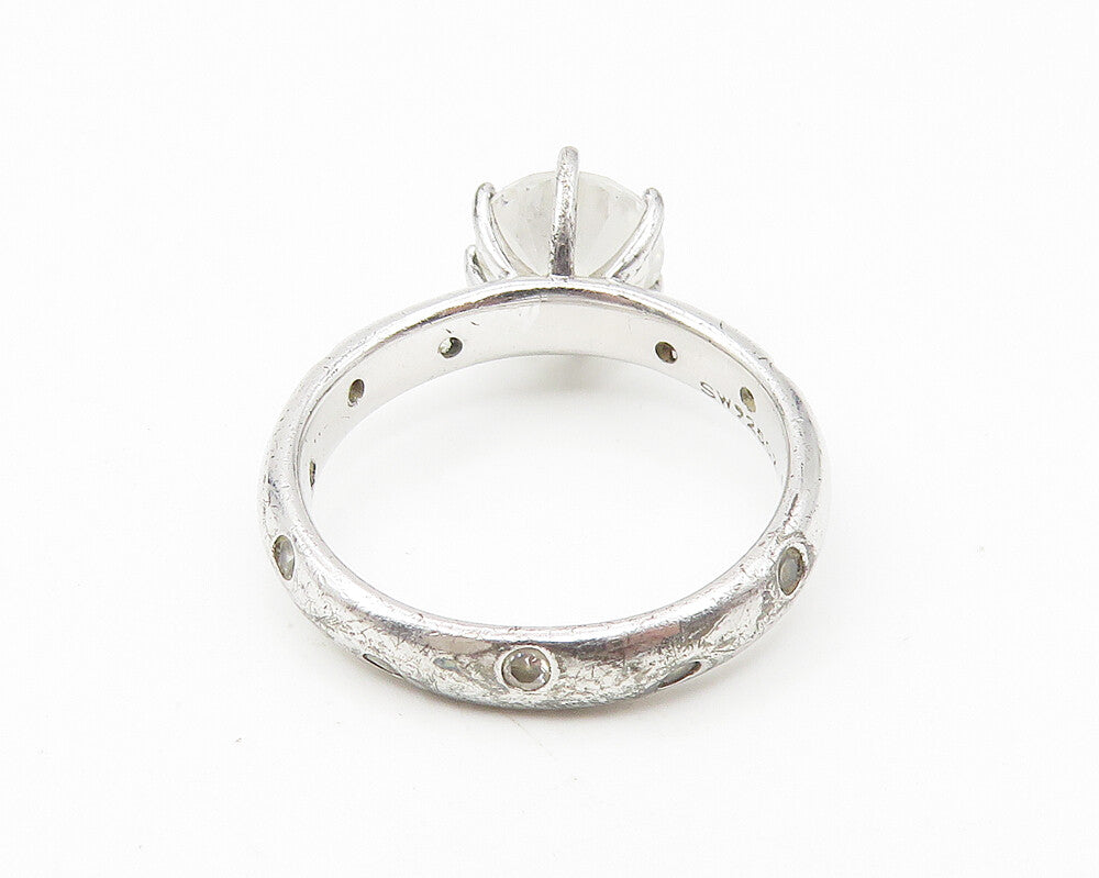 925 Sterling Silver  Prong Set White Topaz Smooth Solitaire Ring Sz 7  RG11053
