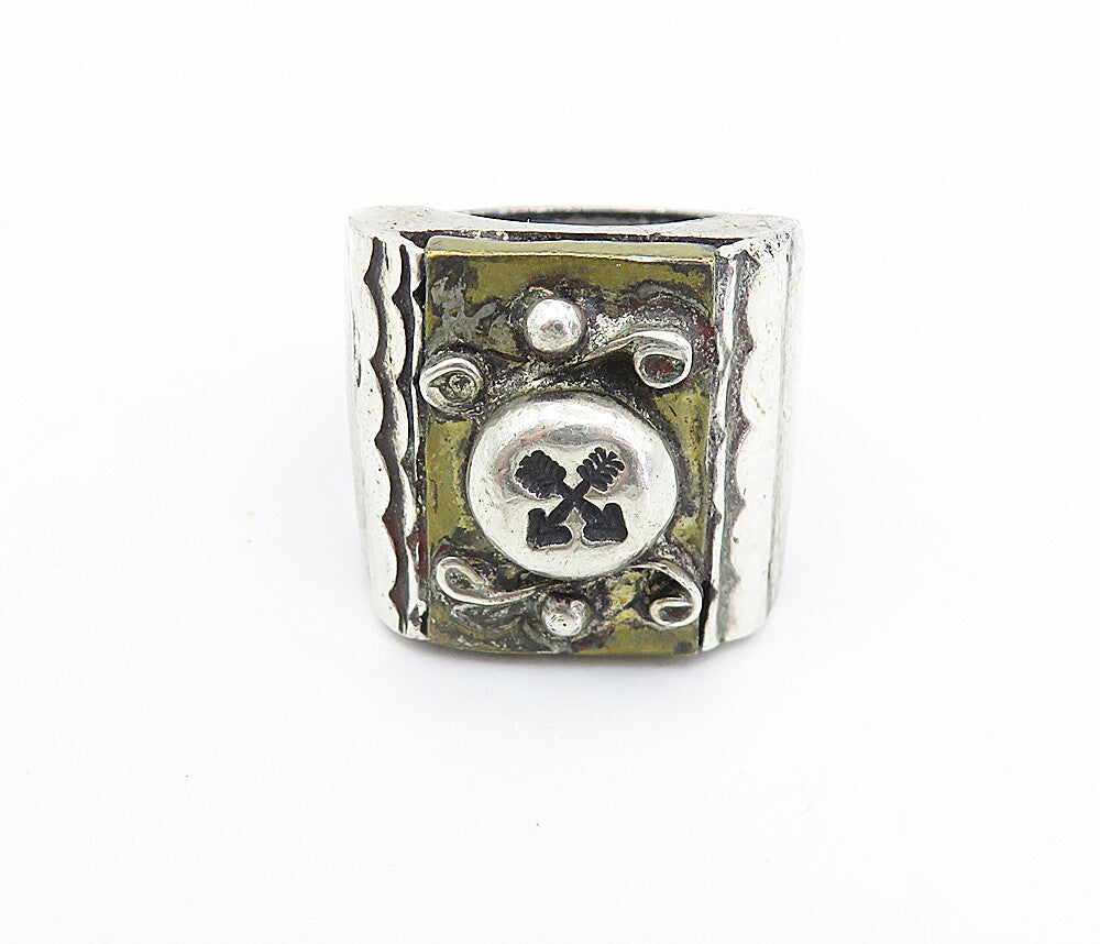 BK NM NAVAJO 925 Silver  Vintage Antique Arrows Band Ring Sz 10.5  RG7659