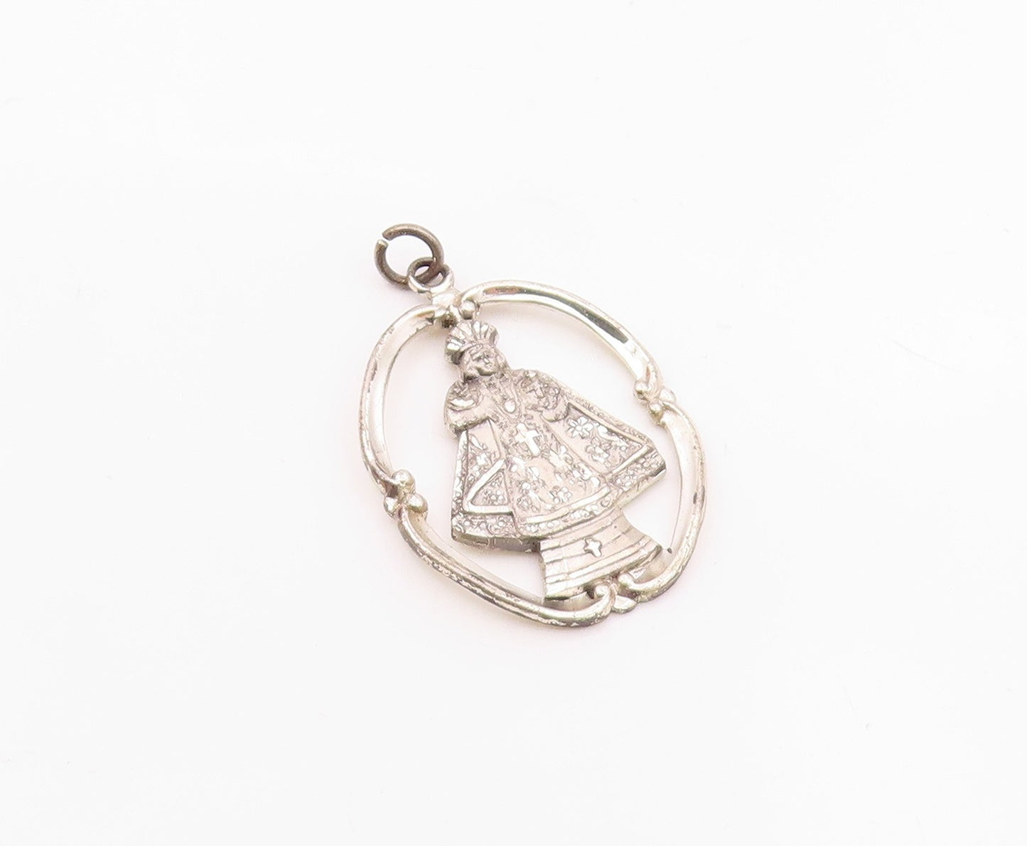 925 Sterling Silver  Vintage Shiny Religious Cross Figure Pendant  PT19600