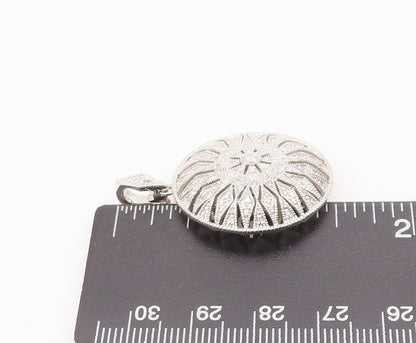 925 Sterling Silver Vintage Pendant Round Flower Genuine Diamonds  PT22680