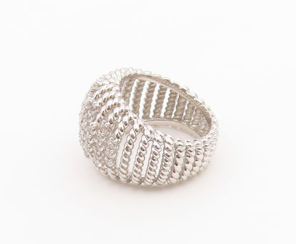 925 Sterling Silver Vintage Ring Round CZ Twisted Cable Band  Sz 7.5  RG36512