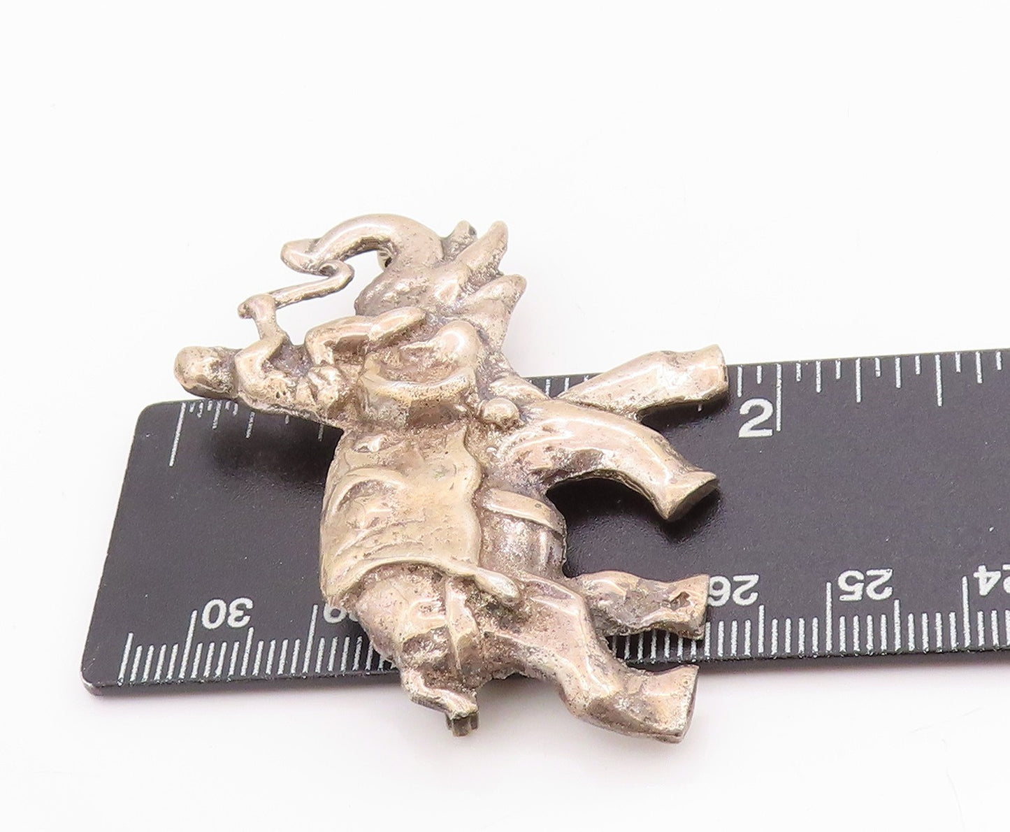 925 Sterling Silver Vintage Brooch Happy Elephant With Care Taker  BP11732