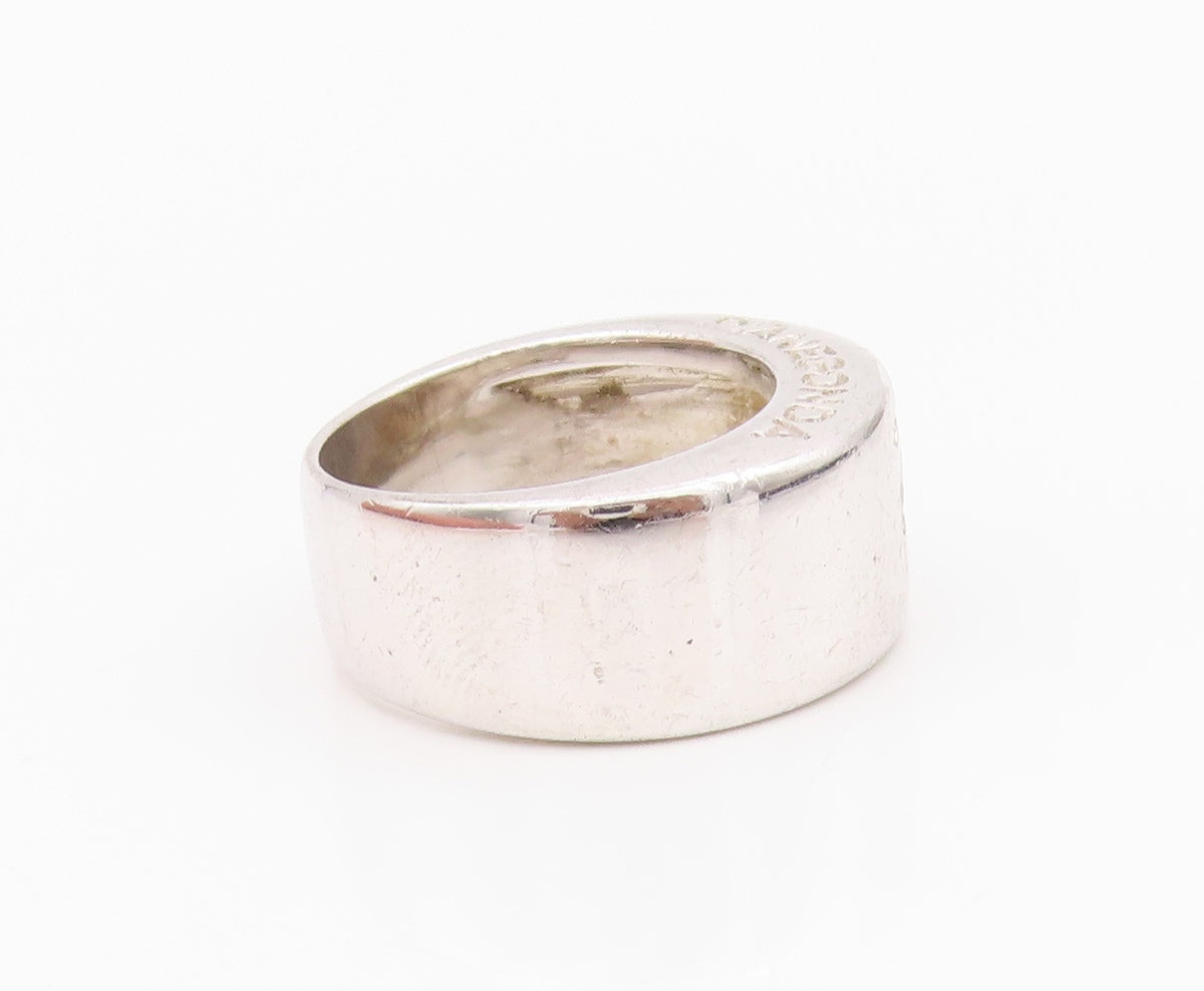925 Sterling Silver Vintage Ring PIANEGONDA Carved Wide Band Sz 7  RG33083