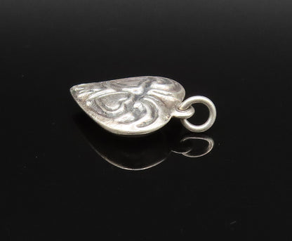 925 Sterling Silver  Vintage Antique Carved Love Hearts Charm Pendant  PT21272