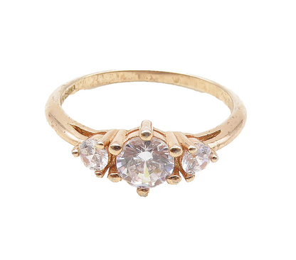 925 Sterling Silver  Cubic Zirconia Rose Gold Plated Band Ring Sz 7  RG15601