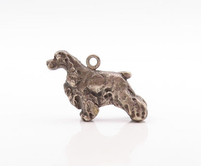 925 Sterling Silver Vintage Pendant Dark Tone 3D Carved Dog  PT23624