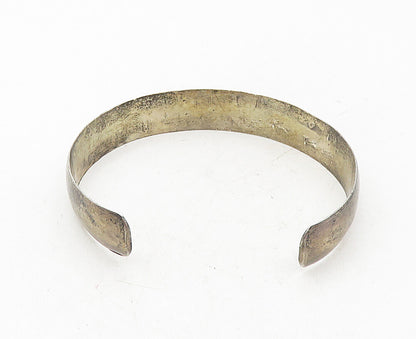 925 Sterling Silver  Vintage Antique Dark Tone Etched Cuff Bracelet  BT4099