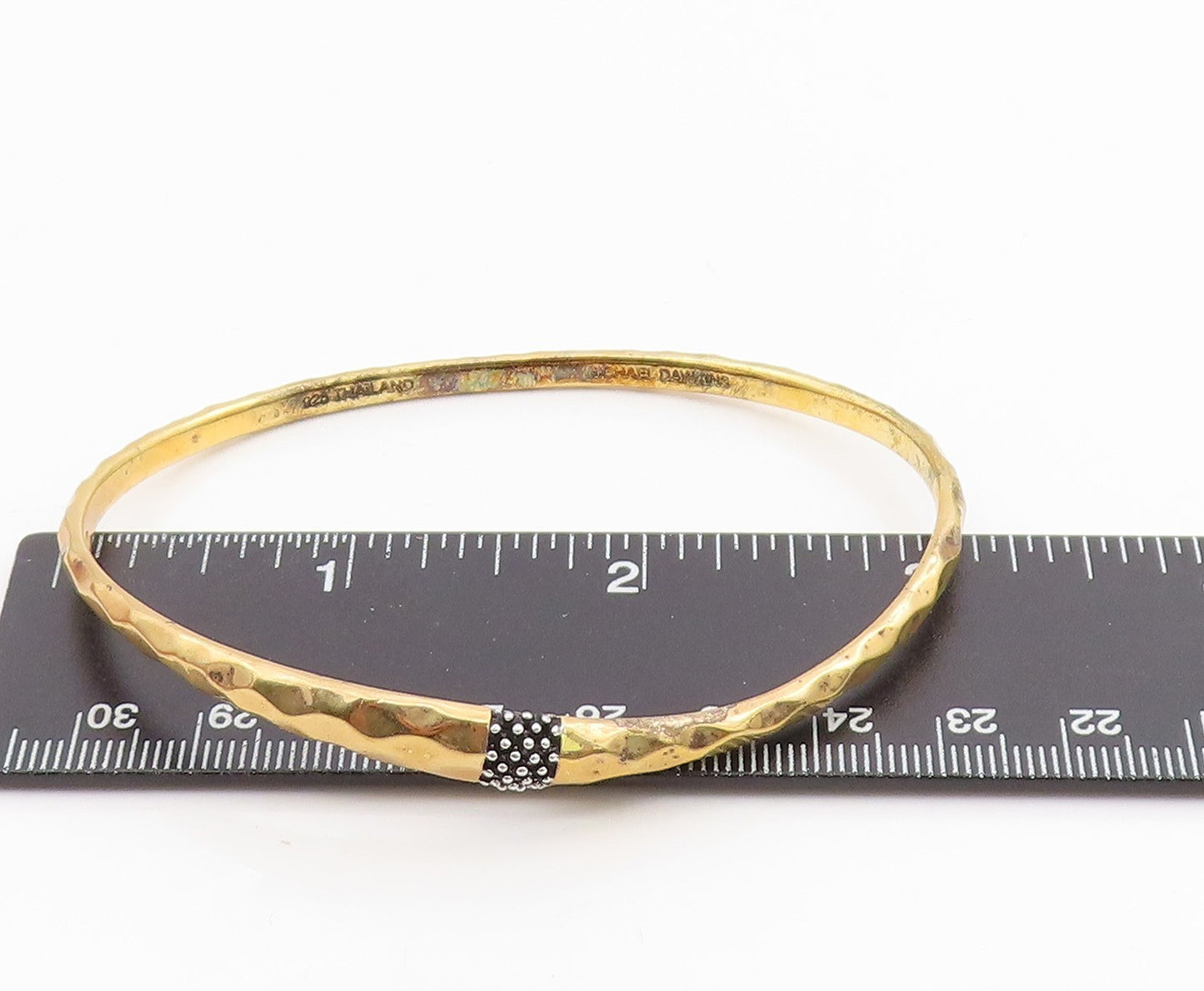 925 Sterling Silver Vintage Bracelet MICHAEL DAWKINS Gold Plated Bangle  BT11495