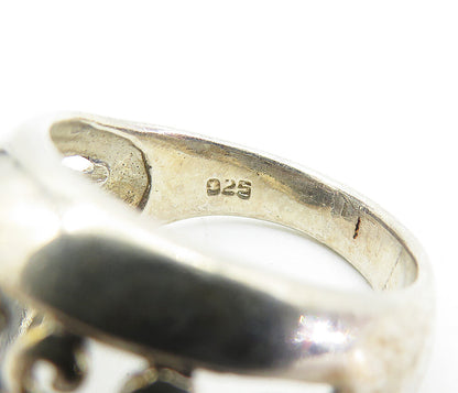 925 Sterling Silver  Vintage Shiny Open Swirl Vine Dome Band Ring Sz 8  RG5810
