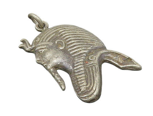 925 Sterling Silver  Vintage Dark Tone Egyptian Pharaoh Pendant  PT19642