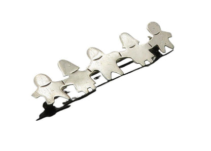 925 Sterling Silver  Vintage People Holding Hands Unity Brooch Pin  BP3689