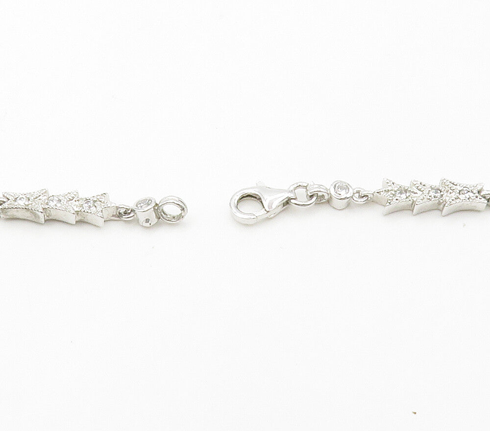925 Sterling Silver  Sparkling Cubic Zirconia Dangling Chain Necklace  NE2470