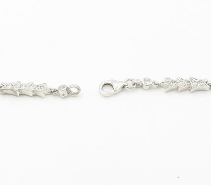 925 Sterling Silver  Sparkling Cubic Zirconia Dangling Chain Necklace  NE2470