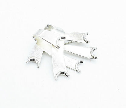 MEXICO 925 Sterling Silver  Vintage Shiny Ribbons Motif Brooch Pin  BP1178