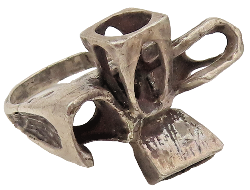 EUROPE 925 Sterling Silver Vintage Brutalist Statement Ring Sz 6.75  RG26455