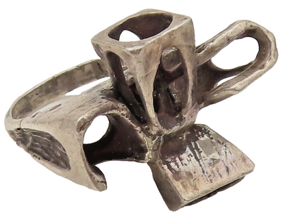 EUROPE 925 Sterling Silver Vintage Brutalist Statement Ring Sz 6.75  RG26455