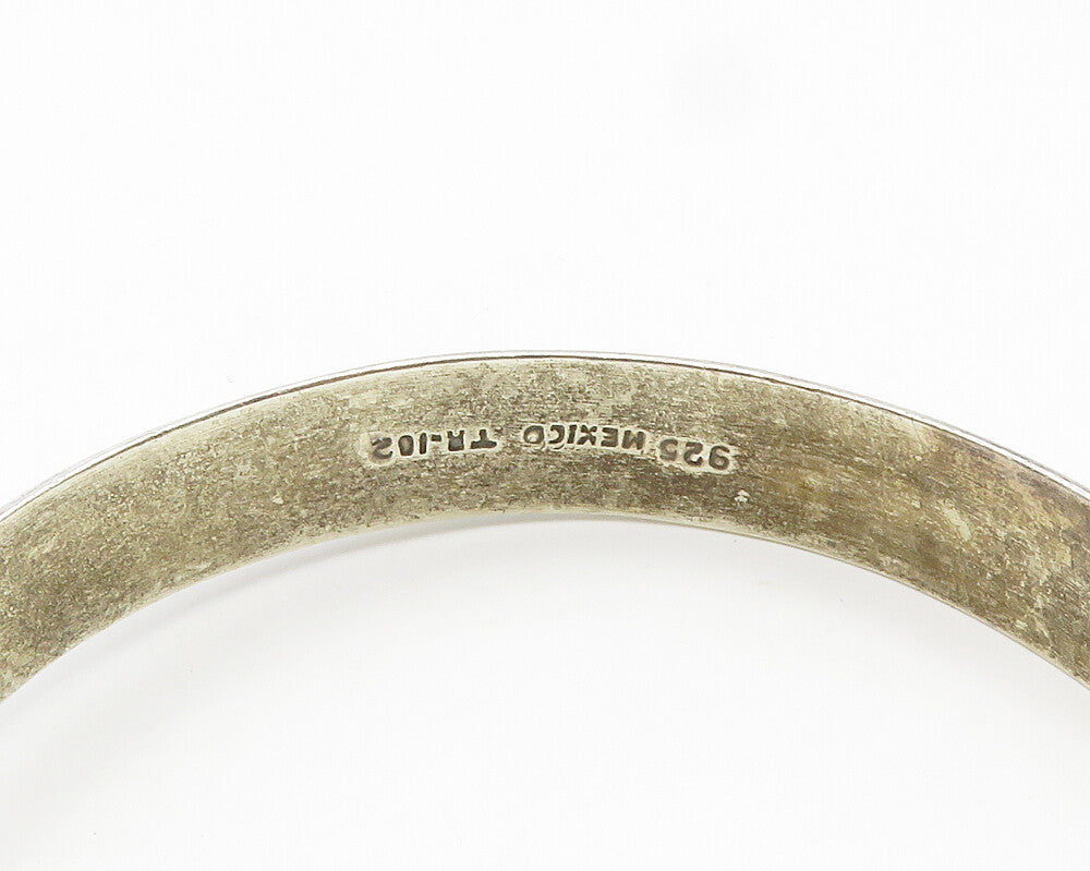 MEXICO 925 Silver  Vintage Dark Tone Star Etched Bangle Bracelet  BT7655