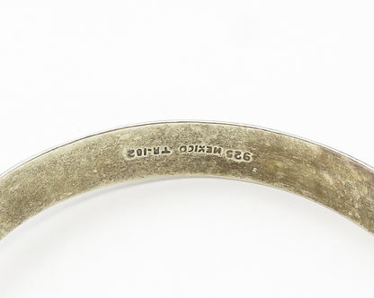 MEXICO 925 Silver  Vintage Dark Tone Star Etched Bangle Bracelet  BT7655