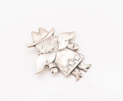 925 Sterling Silver Vintage Pendant JEEP COLLINS Carved Angle Fairy  PT23011