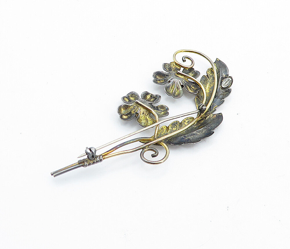 VAN DELL 925 Sterling Silver  Vintage Amethyst Flower Bunch Brooch Pin  BP2662