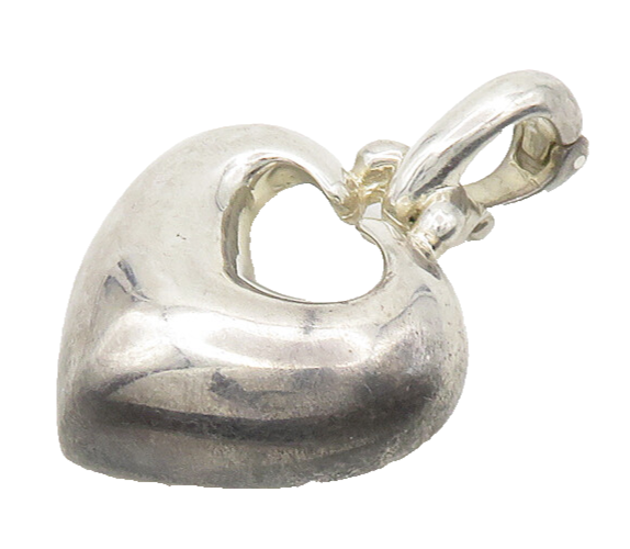 ESPO SIG 925 Sterling Silver  Vintage Shiny Love Heart Dome Pendant  PT14396