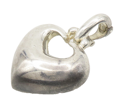 ESPO SIG 925 Sterling Silver  Vintage Shiny Love Heart Dome Pendant  PT14396