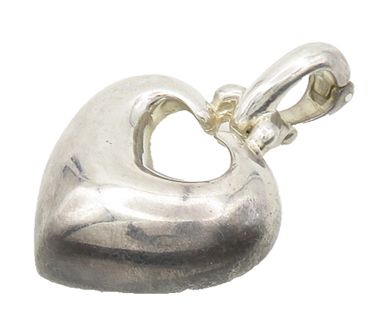 ESPO SIG 925 Sterling Silver  Vintage Shiny Love Heart Dome Pendant  PT14396