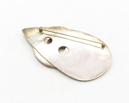 DESIGNER 925 Sterling Silver  Vintage Quartz Etched Pointed Brooch Pin  BP4939