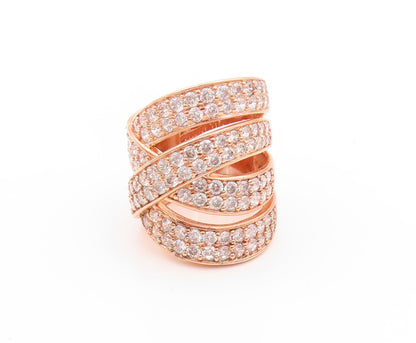 925 Sterling Silver Vintage Ring Rose Gold Plated Modernist CZ Band Sz 5 RG32776