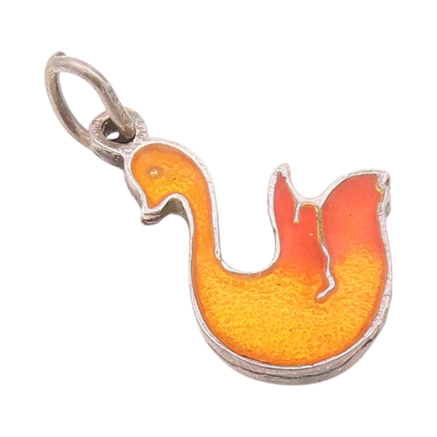 925 Sterling Silver Vintage Pendant Enameled Cutout Duck Charm  PT24287