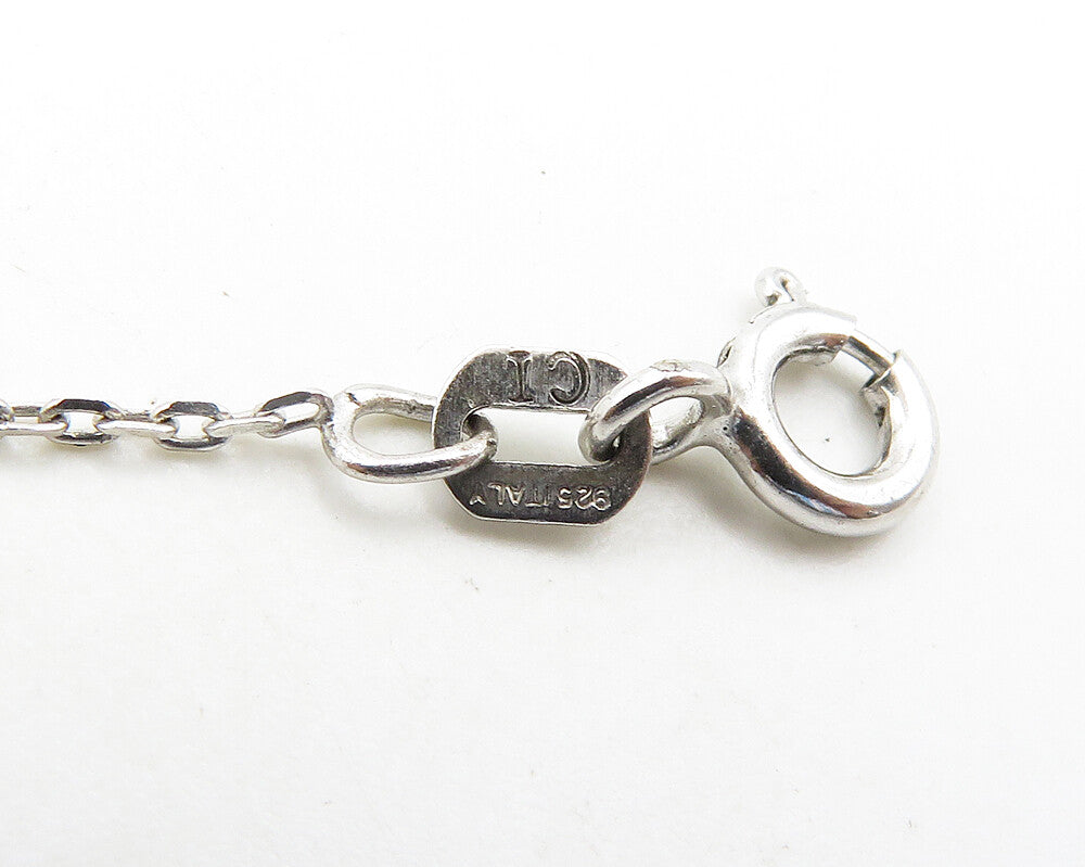 925 Sterling Silver  Shiny Cubic Zirconia Open Circle Chain Necklace  NE3139