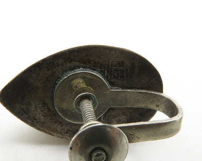 MEXICO 925 Silver  Vintage Shiny Smooth Hollow Non Pierce Earrings  EG9745