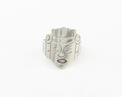 MEXICO 925 Silver  Vintage Warrior Head Adjustable Band Ring Sz 7  RG17511