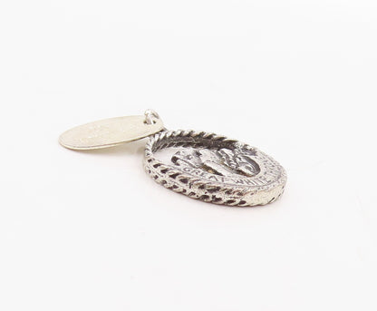 925 Sterling Silver Vintage Pendant Dark Tone Great White Throne Cutout PT23859