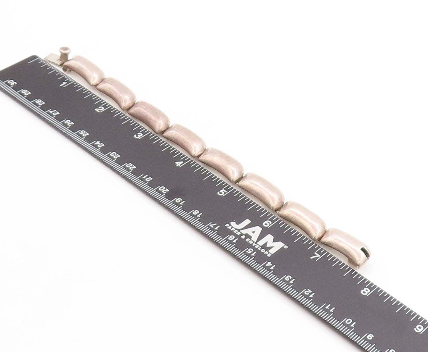 925 Sterling Silver Vintage Bracelet MEXICO Rectangular Pebble Beaded  BT11363